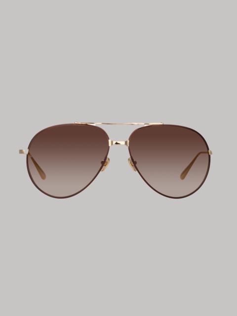 LINDA FARROW MARCELO AVIATOR SUNGLASSES IN BROWN