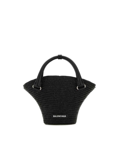 BALENCIAGA Balenciaga Black Straw Mini Beach Handbag