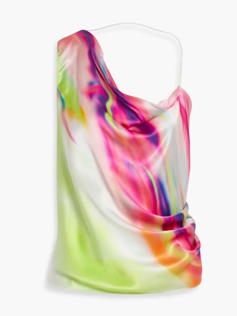 Other Designers Hannah draped tie-dyed silk-satin top
