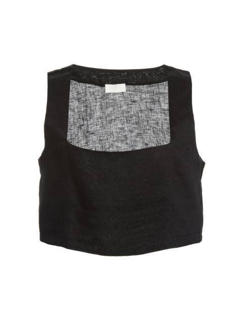 POSSE Exclusive Alice Linen Crop Top black