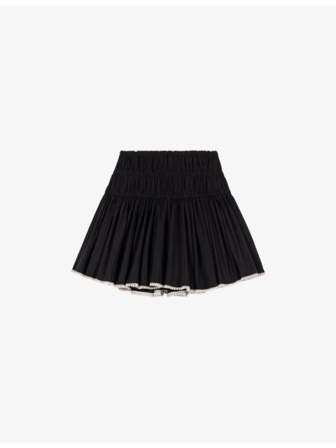 maje Embellished-Trim Woven Mini Skirt