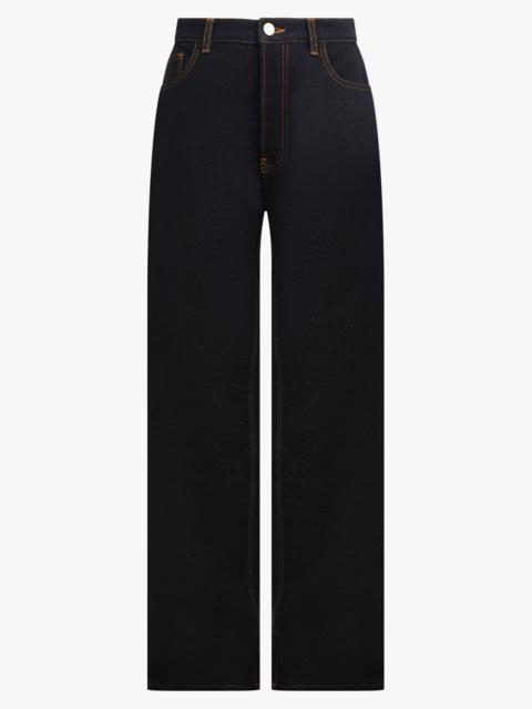 Alaïa STRETCH BELT LOW-WAIST LOOSE DENIM PANTS | BLACK