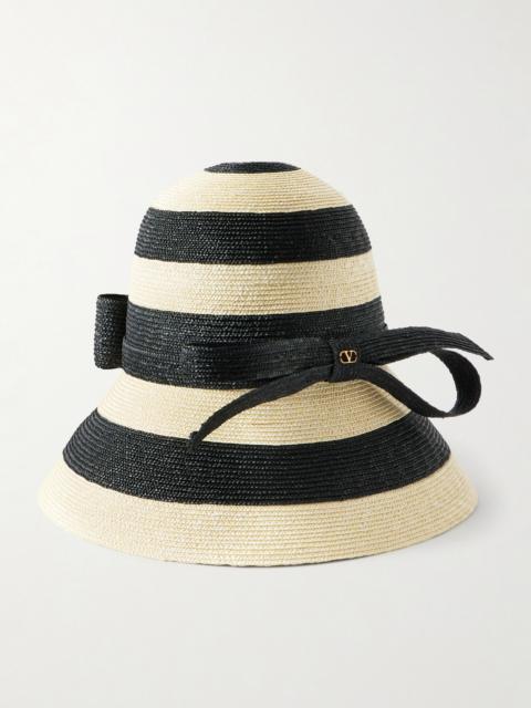 Valentino Vlogo Signature Bow-embellished Striped Straw Sunhat