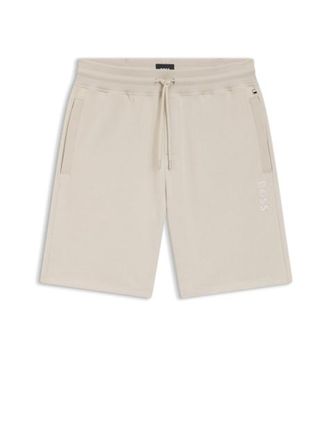BOSS COTTON-TERRY SHORTS WITH CHAIN-STITCHED LOGO