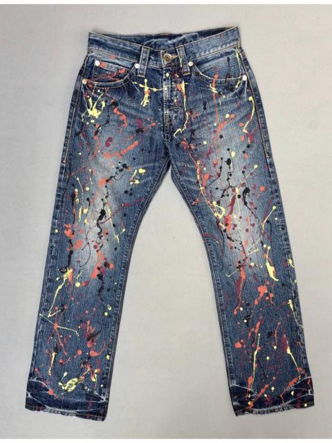 Other Designers Distressed Denim - Co & Lu Colourful Paint Splash Denim Pants
