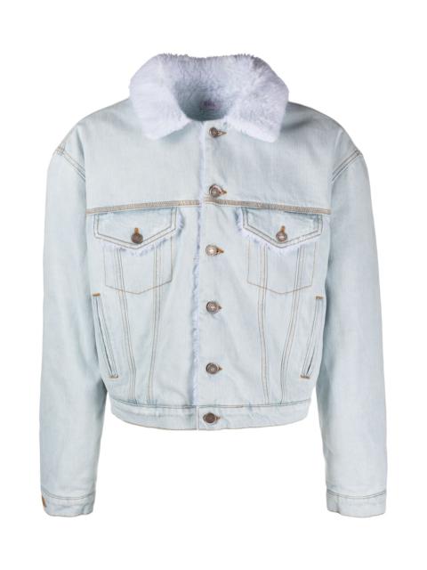 ERL FAUX-FUR COLLAR DENIM JACKET