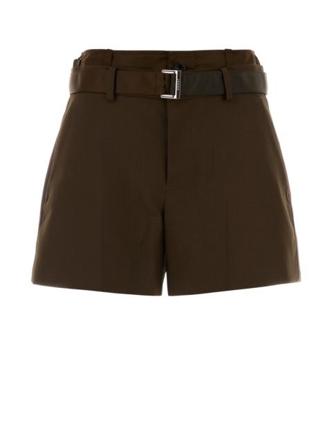 sacai Olive green polyester blend shorts