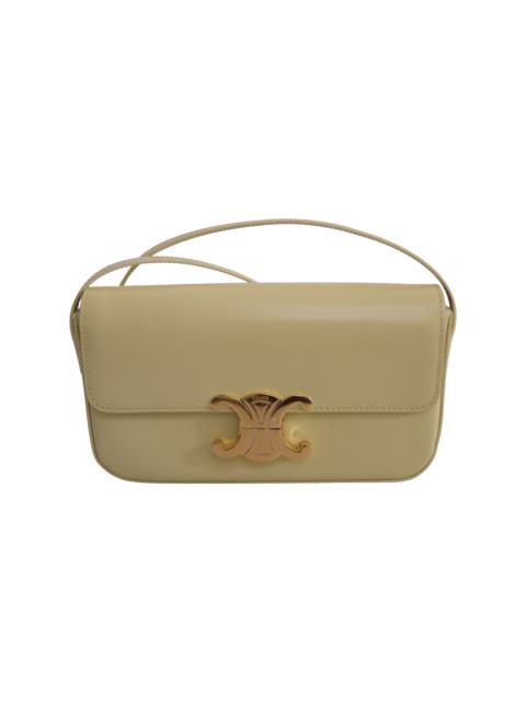 CELINE Celine Shiny Calfskin Triomphe Shoulder Bag Papyrus