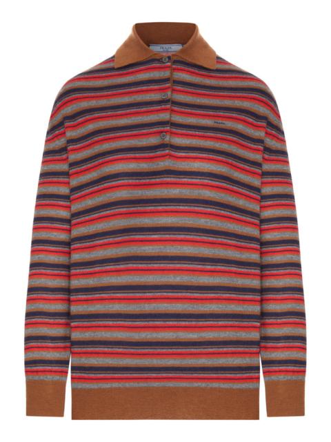 Prada Prada Women Striped Cashmere Polo Shirt
