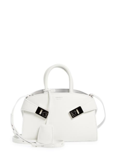 FERRAGAMO FERRAGAMO Mini Hug Leather Top-Handle Bag in Optic White at Nordstrom