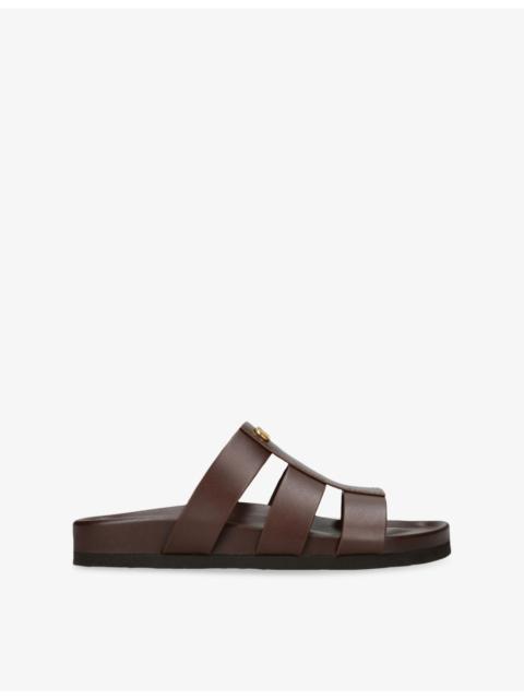 Valentino Studshield VLogo Flat Leather Sandals