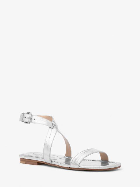 MICHAEL KORS COLLECTION Bridgette Metallic Crocodile Embossed Leather Sandal