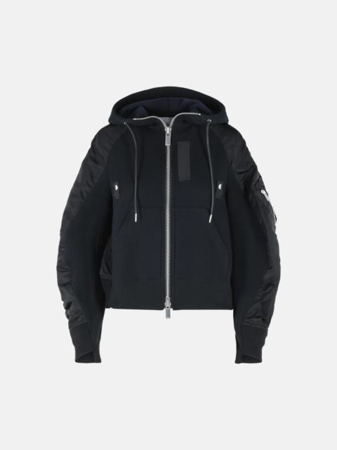 sacai BLACK COTTON BLEND HOODIE
