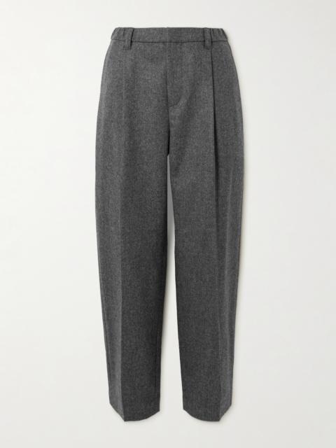 Brunello Cucinelli Cropped Pleated Wool And Cashmere-blend Tapered Pants