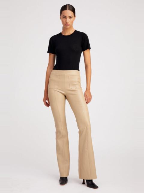 SPRWMN TRAVERTINE LEATHER PATCH POCKET SUPER FLARE PANTS