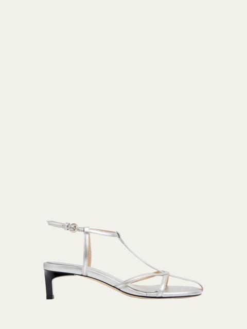 DEAR FRANCES Tee Metallic Leather Sandals