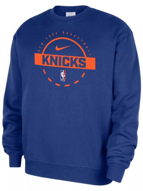 Nike Nike Men's New York Knicks Blue On Court Practice Club Crew Pullover Sweatshirt