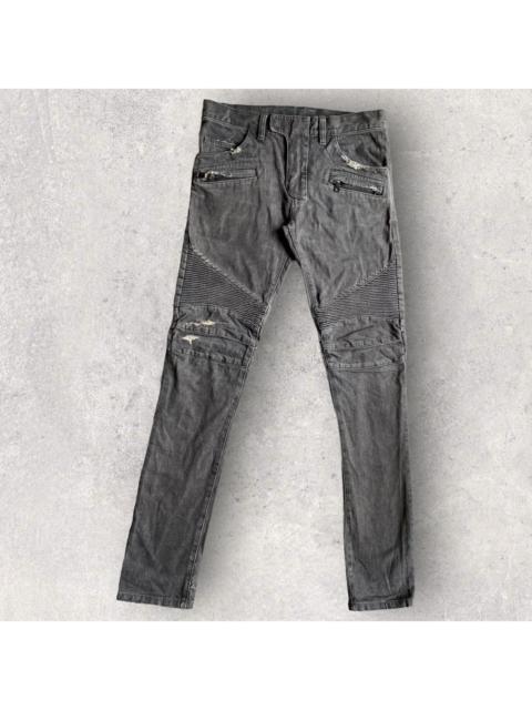 Balmain Balmain Black Wash Distressed Biker Jeans