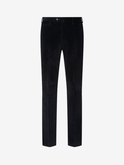 CORNELIANI Black 1500-striped stretch cotton corduroy trousers