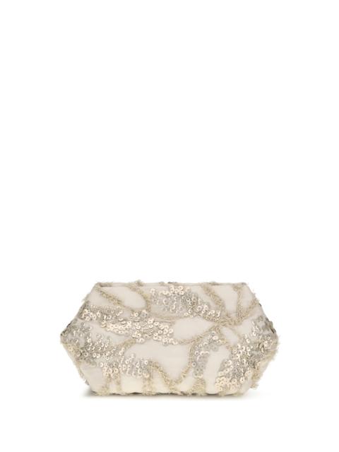 Brunello Cucinelli Brunello Cucinelli Embroidered Silk Organza Clutch Feather