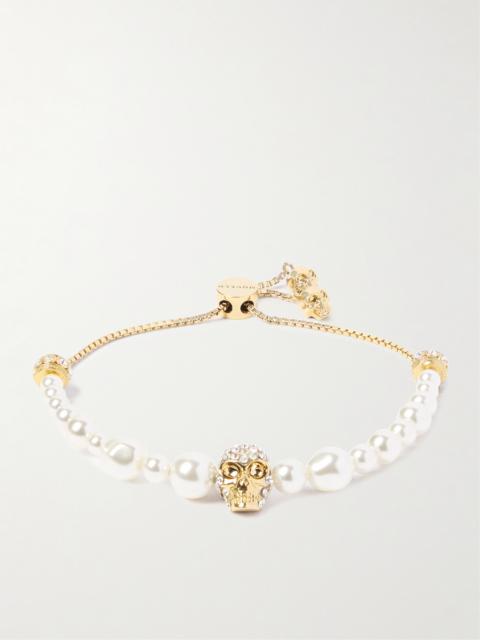 Alexander McQueen Gold-tone, Crystal And Faux Pearl Bracelet