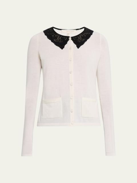 LoveShackFancy Lolani Wool Lace Collar Cardigan