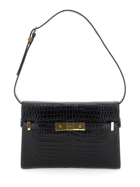 SAINT LAURENT Saint Laurent Women 'Manhattan Small' Black Shoulder Bag In Shiny Croco Embossed Leather Woman