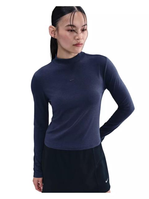 Nike Women's Sportswear Chill Knit Slim Long-Sleeve Mock-Neck T-Shirt -Navy