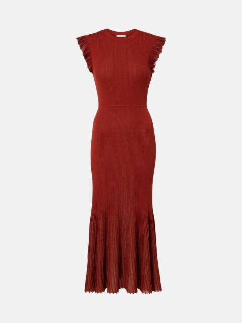 ULLA JOHNSON Noelle knitted lamé midi dress