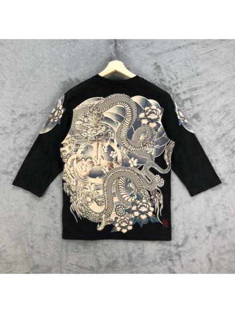 Other Designers Designer - VINTAGE KARA KURI TAMASHI ART YAKUZA DRAGON 3Q TEE #6014-218
