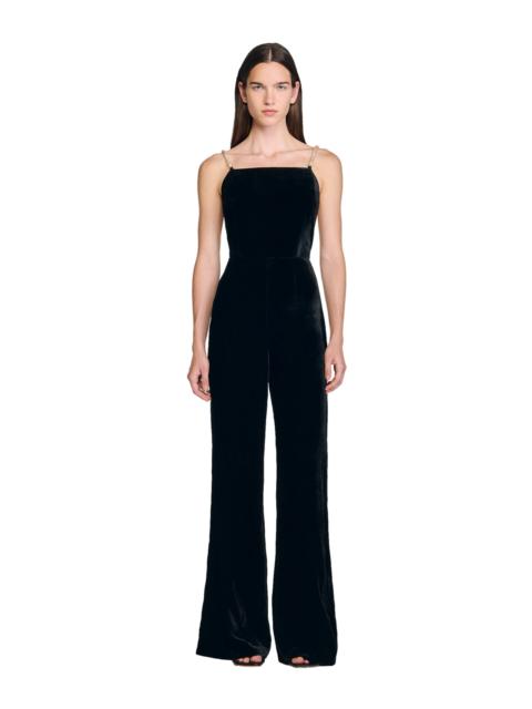 Sandro SANDRO Velvet jumpsuit in Black at Nordstrom