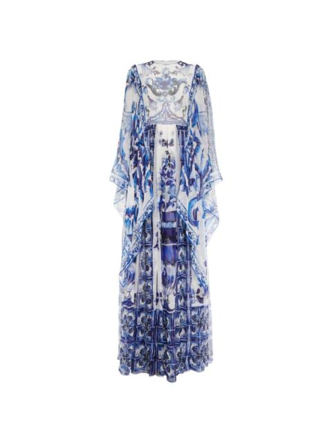 Dolce & Gabbana Blu Mediterraneo Silk Chiffon Kimono Dress
