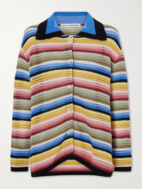 ALIX OF BOHEMIA Emery Striped Crocheted Cotton Cardigan