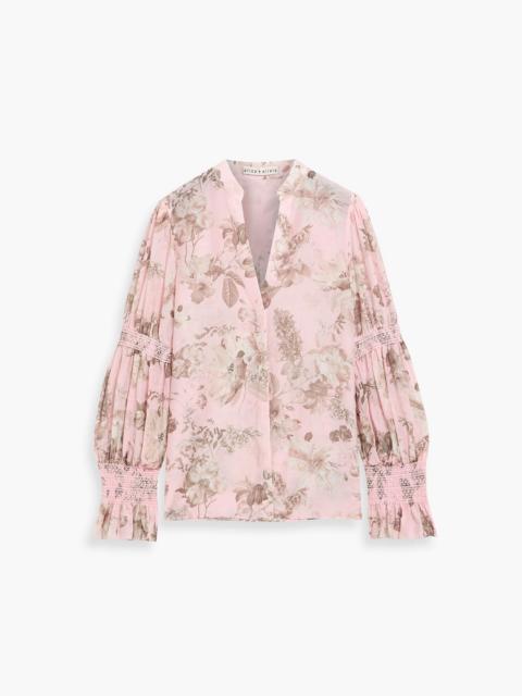 Alice + Olivia Ilan floral-print cotton and silk-blend voile top