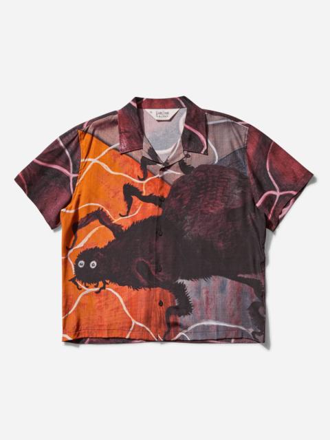 BRAIN DEAD Men's Spiral Orb Button Up Shirt Burgundy