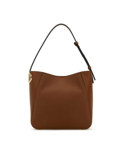 Valentino Valentino Garavani Brown Leather Vlogo Bucket Bag