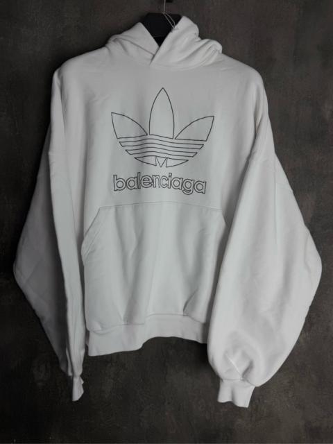 BALENCIAGA Balenciaga Hooded Embroidered X Adidas Embro White Hoodie