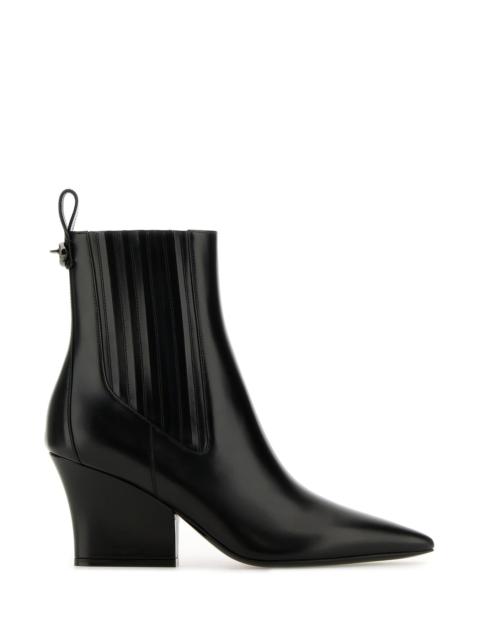 Valentino Black leather VLogo Lockette ankle boots