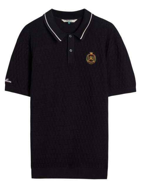 malbon Malbon Crest Checked-knit Cotton Polo Shirt