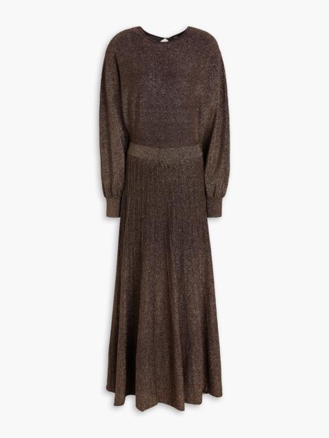 maje Metallic knitted maxi dress