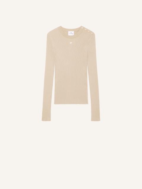 courrèges SHOULDER SNAPS RIB KNIT SWEATER