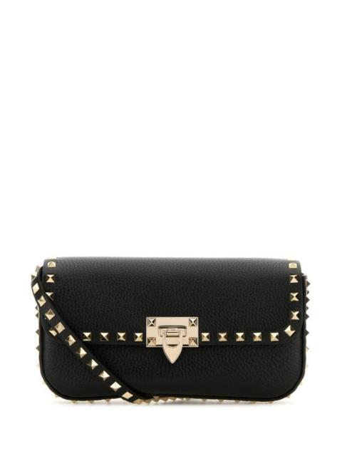 Black leather Rockstud crossbody bag