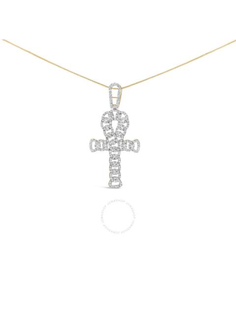 Other Designers Haus of Brilliance 10K Yellow Gold 1.00 Cttw Ankh Cross Pendant (H-I Color, SI1-SI2 Clarity) -18" In