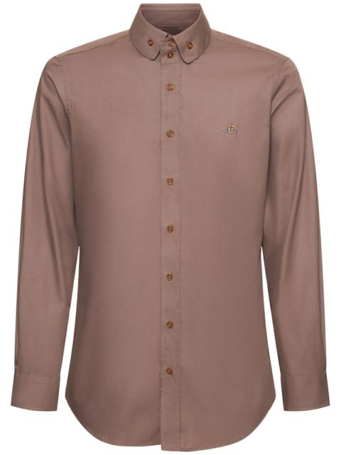 Logo embroidery cotton poplin shirt