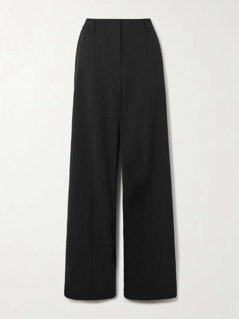 Twill wide-leg stirrup pants Black