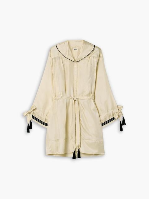 BODE Boater belted silk-satin mini dress