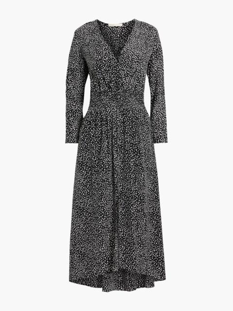 maje Printed cupro-blend crepe de chine midi dress
