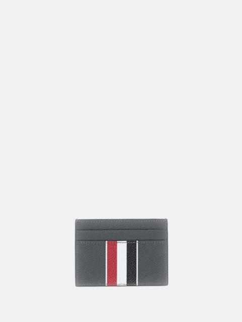 Thom Browne Thom Browne Men Double Sided Card Holder W/ Rwb Stripe In Pebble Grain Leather