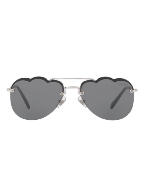 Miu Miu Miu Miu Dark Grey Flash Silver Geometric Ladies Sunglasses MU 56US 1BC175 58