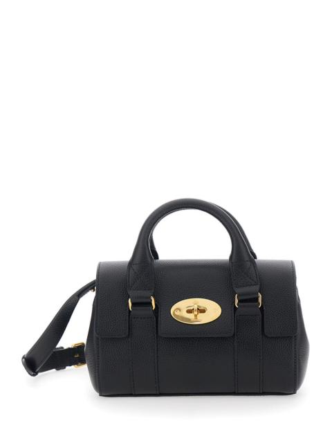 Mulberry Mulberry Women 'Bayswater Mini' Black Handbag With Twist Lock In Hammered Leather Woman